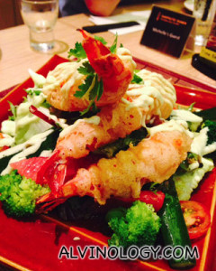 Crispy tempura shrimp salad, $12