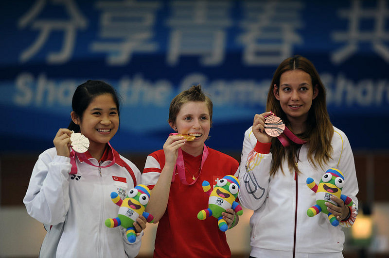 Shooter Martina Veloso Wins First Youth Olympic Medal for Singapore at Nanjing 2014 Martina Veloso (first from left) with her silver medal (picture via Xinhua)