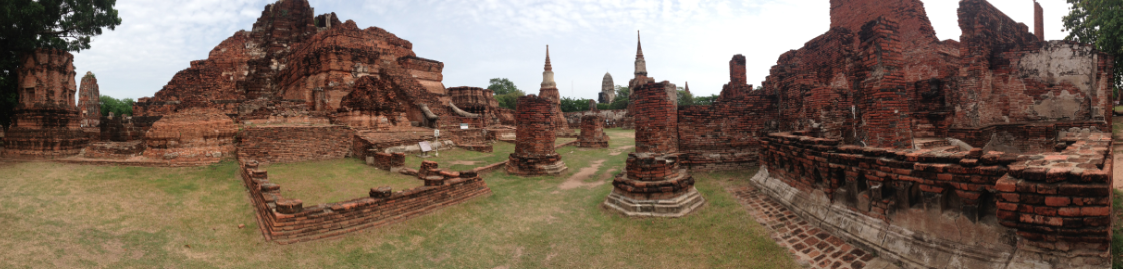Panorama of in Wat Mahatat, Ayutthaya's historical park and a UNESCO World Heritage Site