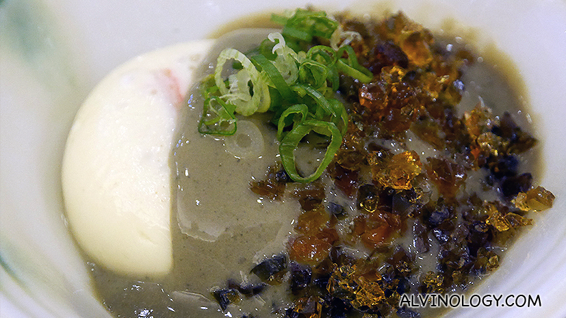 Kani Tofu - carb meat bean curd with century egg sauce (S$7)