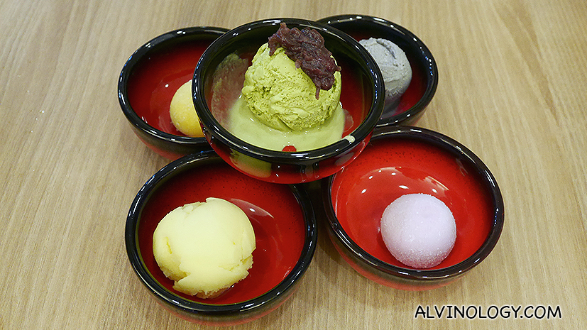 Assorted japanese ice cream for dessert 