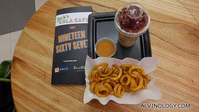 Cola Salad Shaker (S$8) and Curly Fries (S$2)
