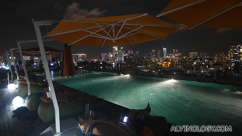 The infinity pool at night 