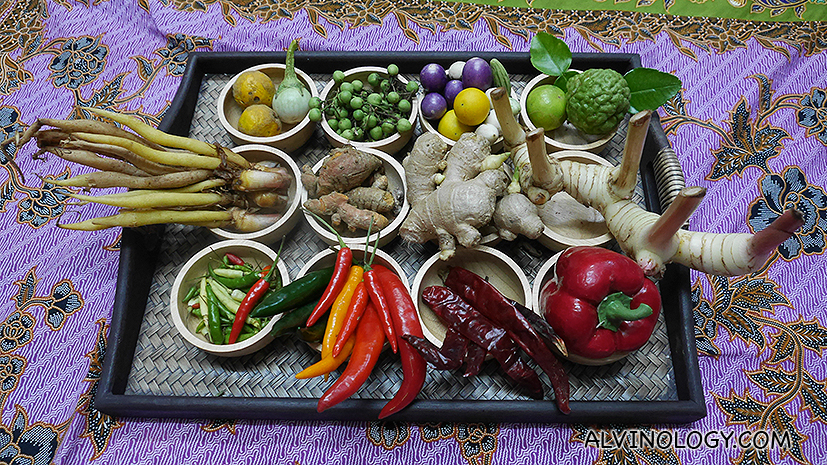 The lesson starts with the introduction of the various common herbs and spices used in thai cooking 