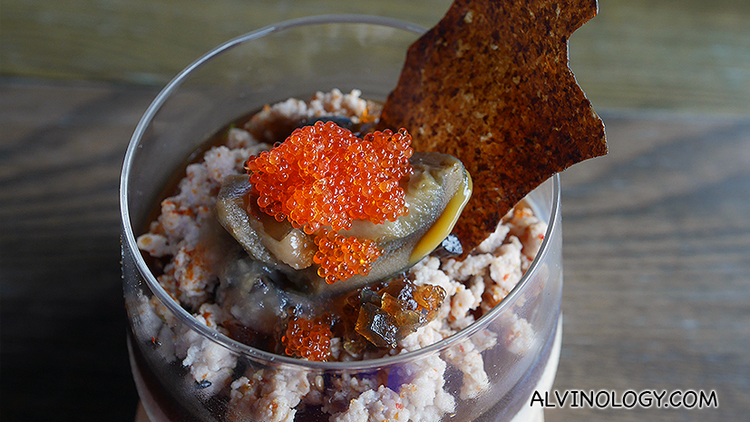 Savoury Soya Milk Panna Cotta with Shoyu Jelly and Abalone (特色豆奶冻伴皮蛋) - S$15