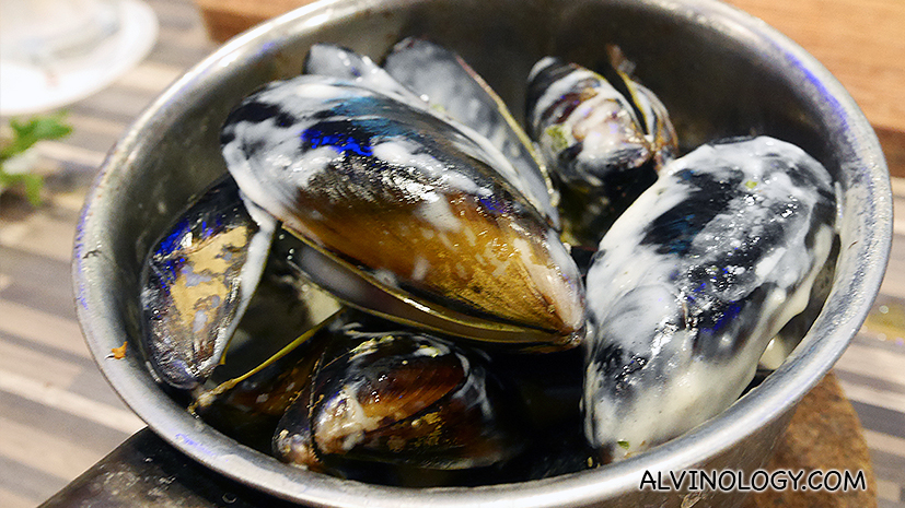 Blue Cheese Mussels and Fries - Blue cheese, mushroom, cream