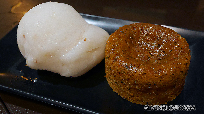 Thai tea molten lava cake with choice of gelato