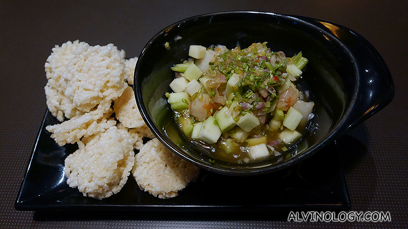 Prawn and Green Mango Relish - served with thai rice crackers