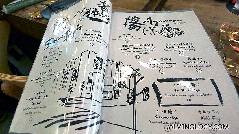 Even the menu in the restaurant is designed and drawn themselves