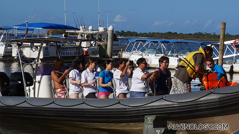 Getting on the jetboat 