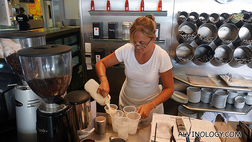 Making flat whites for us 